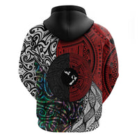 Tonga and New Zealand Together Hoodie Tongan Kupesi Ngatu Tattoo and Maori Paua Shell Pattern LT03 - Polynesian Pride