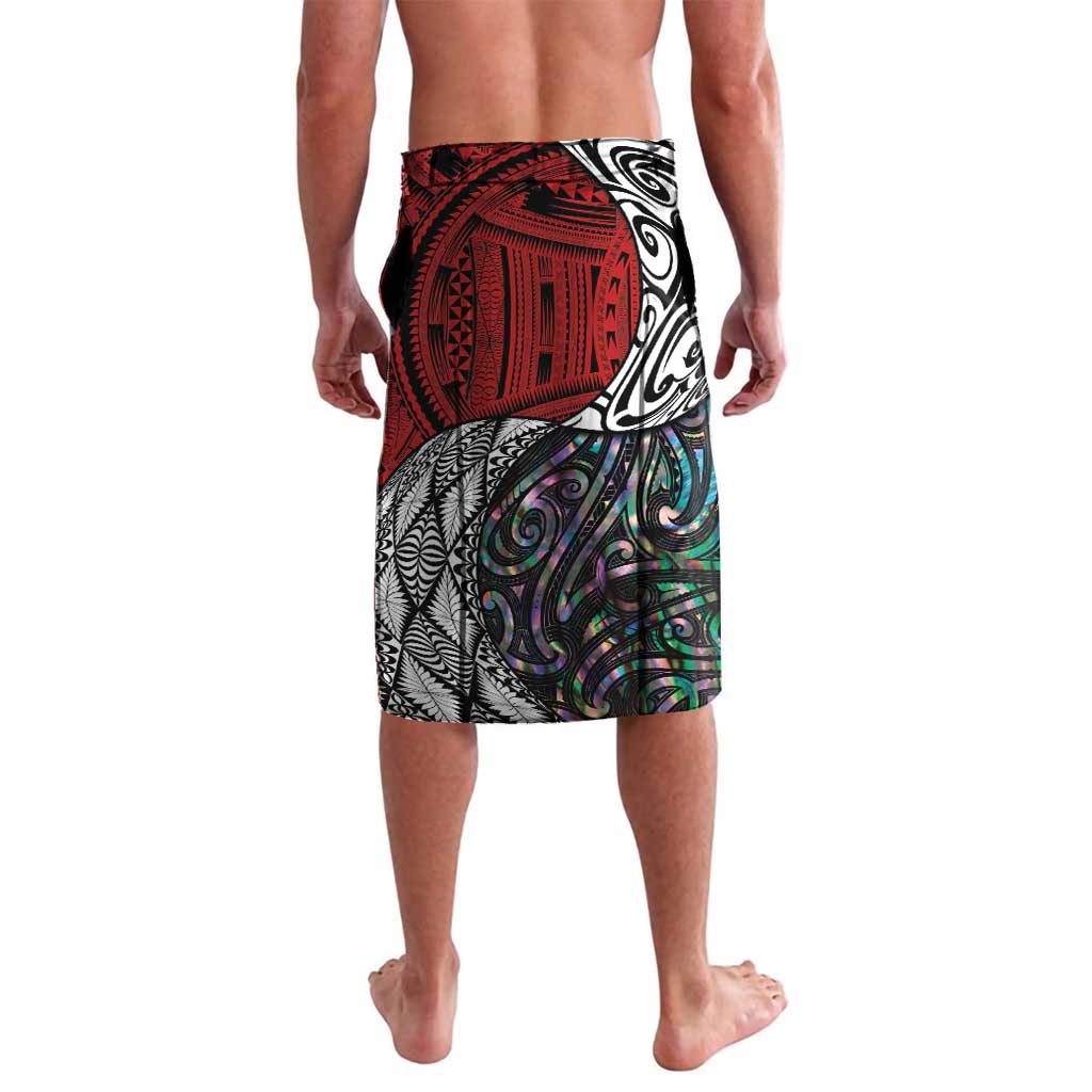 Tonga and New Zealand Together Lavalava Tongan Kupesi Ngatu Tattoo and Maori Paua Shell Pattern LT03 - Polynesian Pride