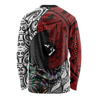 Tonga and New Zealand Together Long Sleeve Shirt Tongan Kupesi Ngatu Tattoo and Maori Paua Shell Pattern LT03 - Polynesian Pride