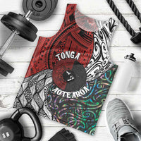 Tonga and New Zealand Together Men Tank Top Tongan Kupesi Ngatu Tattoo and Maori Paua Shell Pattern LT03 - Polynesian Pride