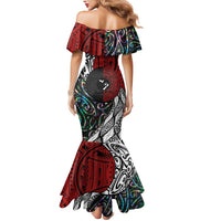 Tonga and New Zealand Together Mermaid Dress Tongan Kupesi Ngatu Tattoo and Maori Paua Shell Pattern LT03 - Polynesian Pride
