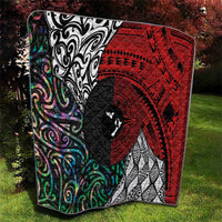 Tonga and New Zealand Together Quilt Tongan Kupesi Ngatu Tattoo and Maori Paua Shell Pattern LT03 - Polynesian Pride