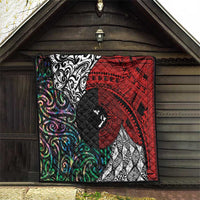 Tonga and New Zealand Together Quilt Tongan Kupesi Ngatu Tattoo and Maori Paua Shell Pattern LT03 - Polynesian Pride