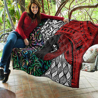 Tonga and New Zealand Together Quilt Tongan Kupesi Ngatu Tattoo and Maori Paua Shell Pattern LT03 - Polynesian Pride
