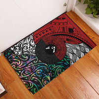 Tonga and New Zealand Together Rubber Doormat Tongan Kupesi Ngatu Tattoo and Maori Paua Shell Pattern LT03 - Polynesian Pride