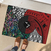 Tonga and New Zealand Together Rubber Doormat Tongan Kupesi Ngatu Tattoo and Maori Paua Shell Pattern LT03 - Polynesian Pride