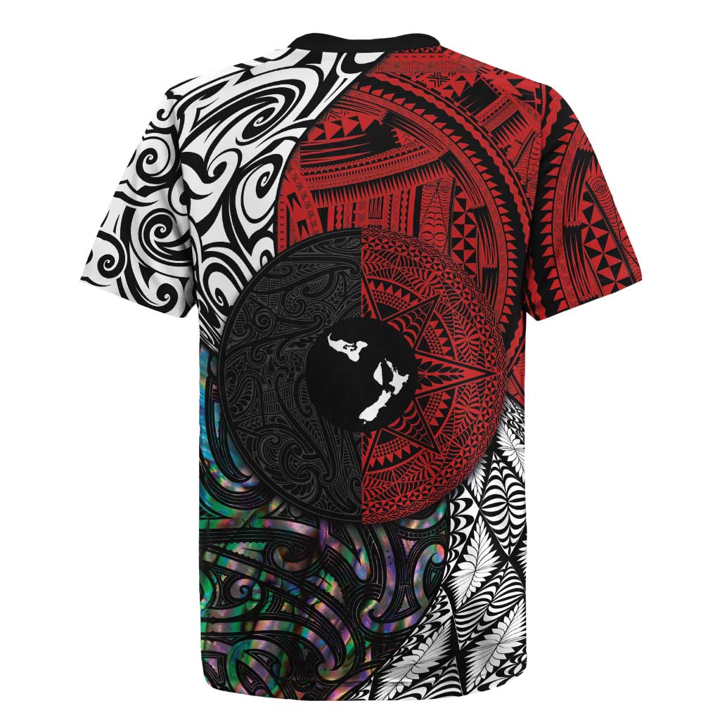 Tonga and New Zealand Together Rugby Jersey Tongan Kupesi Ngatu Tattoo and Maori Paua Shell Pattern LT03 - Polynesian Pride