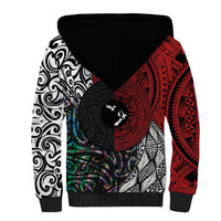 Tonga and New Zealand Together Sherpa Hoodie Tongan Kupesi Ngatu Tattoo and Maori Paua Shell Pattern LT03 - Polynesian Pride