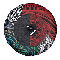 Tonga and New Zealand Together Spare Tire Cover Tongan Kupesi Ngatu Tattoo and Maori Paua Shell Pattern LT03 - Polynesian Pride
