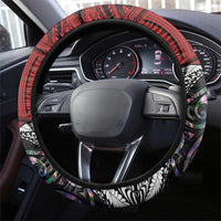 Tonga and New Zealand Together Steering Wheel Cover Tongan Kupesi Ngatu Tattoo and Maori Paua Shell Pattern LT03 - Polynesian Pride