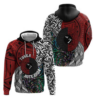 Tonga and New Zealand Together Zip Hoodie Tongan Kupesi Ngatu Tattoo and Maori Paua Shell Pattern LT03 - Polynesian Pride