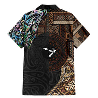 Samoa and New Zealand Together Family Matching Mermaid Dress and Hawaiian Shirt Siapo Motif and Maori Paua Shell Pattern LT03 - Polynesian Pride