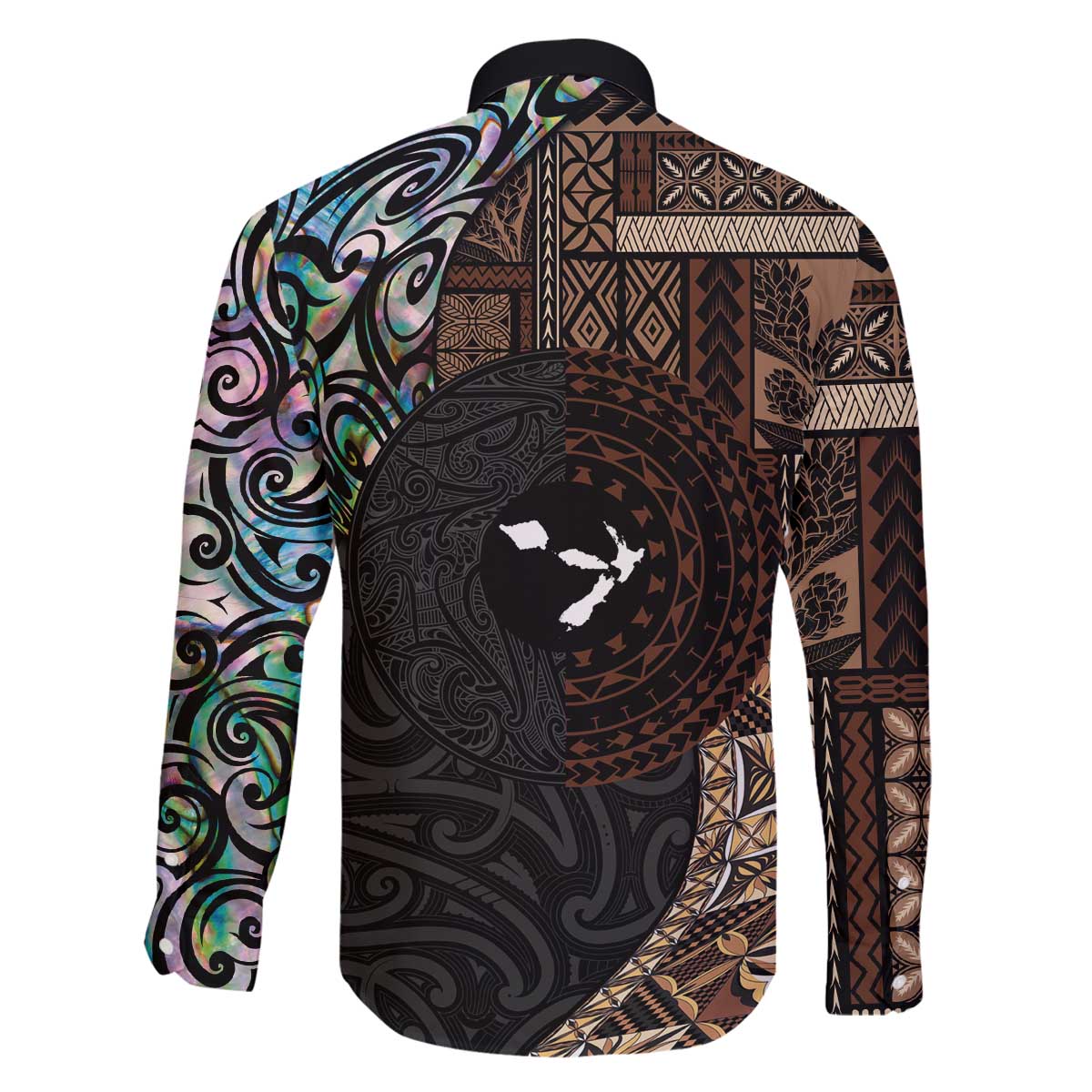 Samoa and New Zealand Together Family Matching Puletasi and Hawaiian Shirt Siapo Motif and Maori Paua Shell Pattern LT03 - Polynesian Pride