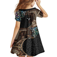 Samoa and New Zealand Together Family Matching Summer Maxi Dress and Hawaiian Shirt Siapo Motif and Maori Paua Shell Pattern LT03 - Polynesian Pride
