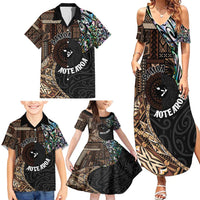 Samoa and New Zealand Together Family Matching Summer Maxi Dress and Hawaiian Shirt Siapo Motif and Maori Paua Shell Pattern LT03 - Polynesian Pride