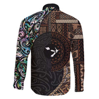 Samoa and New Zealand Together Family Matching Tank Maxi Dress and Hawaiian Shirt Siapo Motif and Maori Paua Shell Pattern LT03 - Polynesian Pride