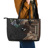 Samoa and New Zealand Together Leather Tote Bag Siapo Motif and Maori Paua Shell Pattern LT03 - Polynesian Pride