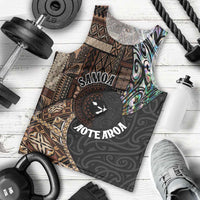 Samoa and New Zealand Together Men Tank Top Siapo Motif and Maori Paua Shell Pattern
