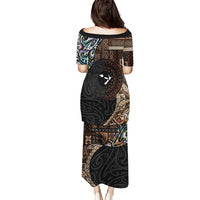 Samoa and New Zealand Together Puletasi Siapo Motif and Maori Paua Shell Pattern