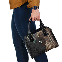 Samoa and New Zealand Together Shoulder Handbag Siapo Motif and Maori Paua Shell Pattern