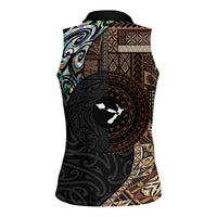 Samoa and New Zealand Together Women Sleeveless Polo Shirt Siapo Motif and Maori Paua Shell Pattern LT03 - Polynesian Pride