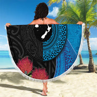 Fiji and New Zealand Together Beach Blanket Tapa Maori Tattoo mix Tagimoucia and Pohutukawa LT03 - Polynesian Pride