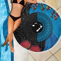 Fiji and New Zealand Together Beach Blanket Tapa Maori Tattoo mix Tagimoucia and Pohutukawa LT03 - Polynesian Pride