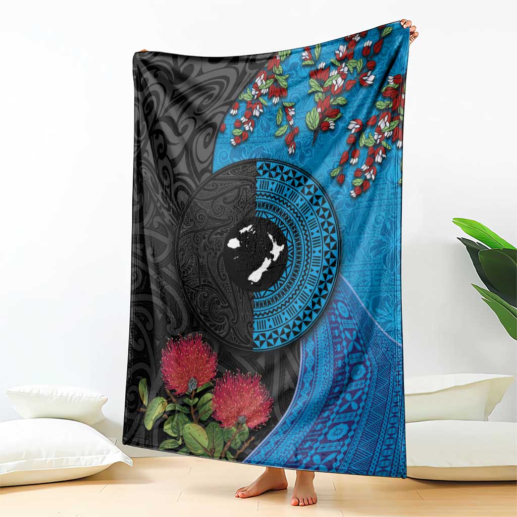 Fiji and New Zealand Together Blanket Tapa Maori Tattoo mix Tagimoucia and Pohutukawa LT03 - Polynesian Pride