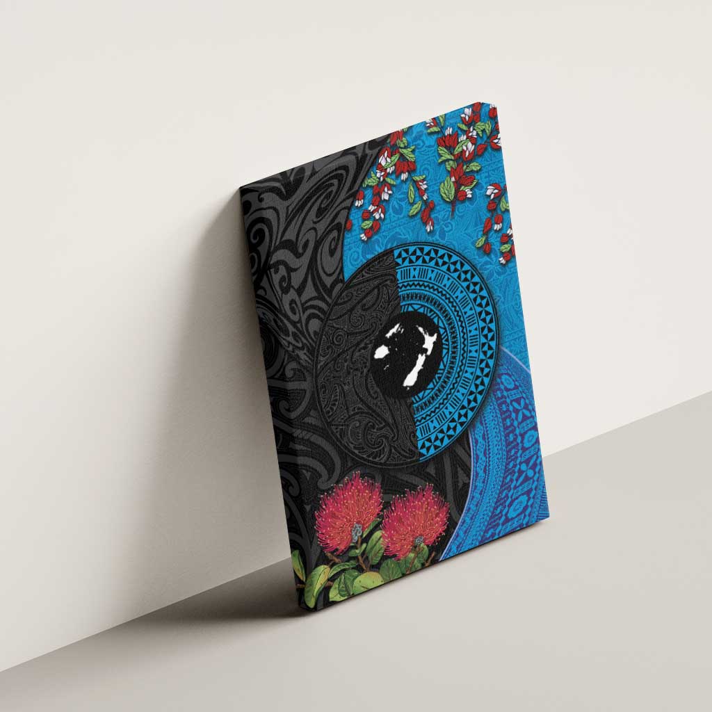 Fiji and New Zealand Together Canvas Wall Art Tapa Maori Tattoo mix Tagimoucia and Pohutukawa LT03 - Polynesian Pride