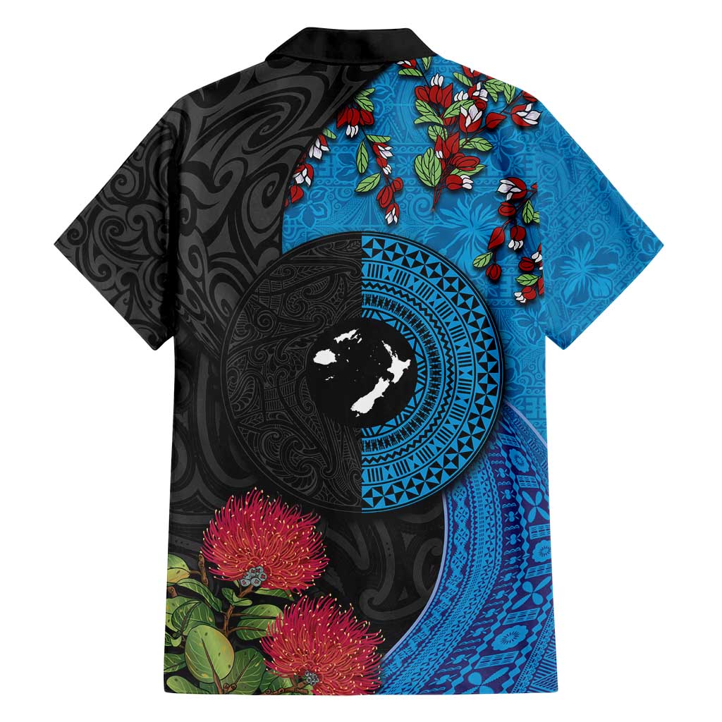 Fiji and New Zealand Together Family Matching Off Shoulder Maxi Dress and Hawaiian Shirt Tapa Maori Tattoo mix Tagimoucia and Pohutukawa LT03 - Polynesian Pride
