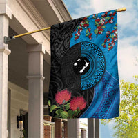 Fiji and New Zealand Together Garden Flag Tapa Maori Tattoo mix Tagimoucia and Pohutukawa LT03 House Flag Black - Polynesian Pride