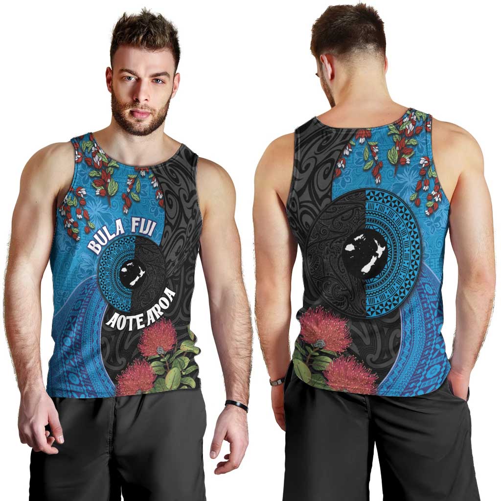 Fiji and New Zealand Together Men Tank Top Tapa Maori Tattoo mix Tagimoucia and Pohutukawa LT03 - Polynesian Pride