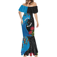 Fiji and New Zealand Together Mermaid Dress Tapa Maori Tattoo mix Tagimoucia and Pohutukawa LT03 - Polynesian Pride