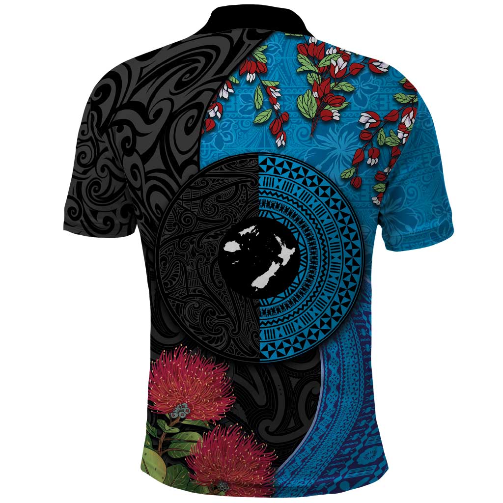 Fiji and New Zealand Together Polo Shirt Tapa Maori Tattoo mix Tagimoucia and Pohutukawa LT03 - Polynesian Pride