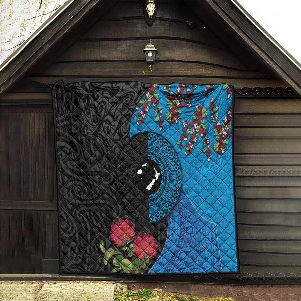 Fiji and New Zealand Together Quilt Tapa Maori Tattoo mix Tagimoucia and Pohutukawa LT03 - Polynesian Pride