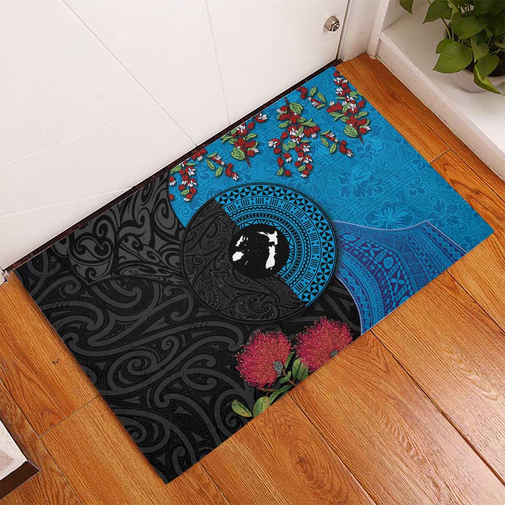 Fiji and New Zealand Together Rubber Doormat Tapa Maori Tattoo mix Tagimoucia and Pohutukawa LT03 - Polynesian Pride
