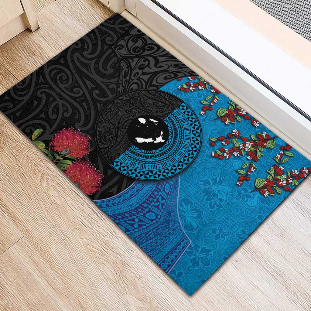 Fiji and New Zealand Together Rubber Doormat Tapa Maori Tattoo mix Tagimoucia and Pohutukawa LT03 - Polynesian Pride