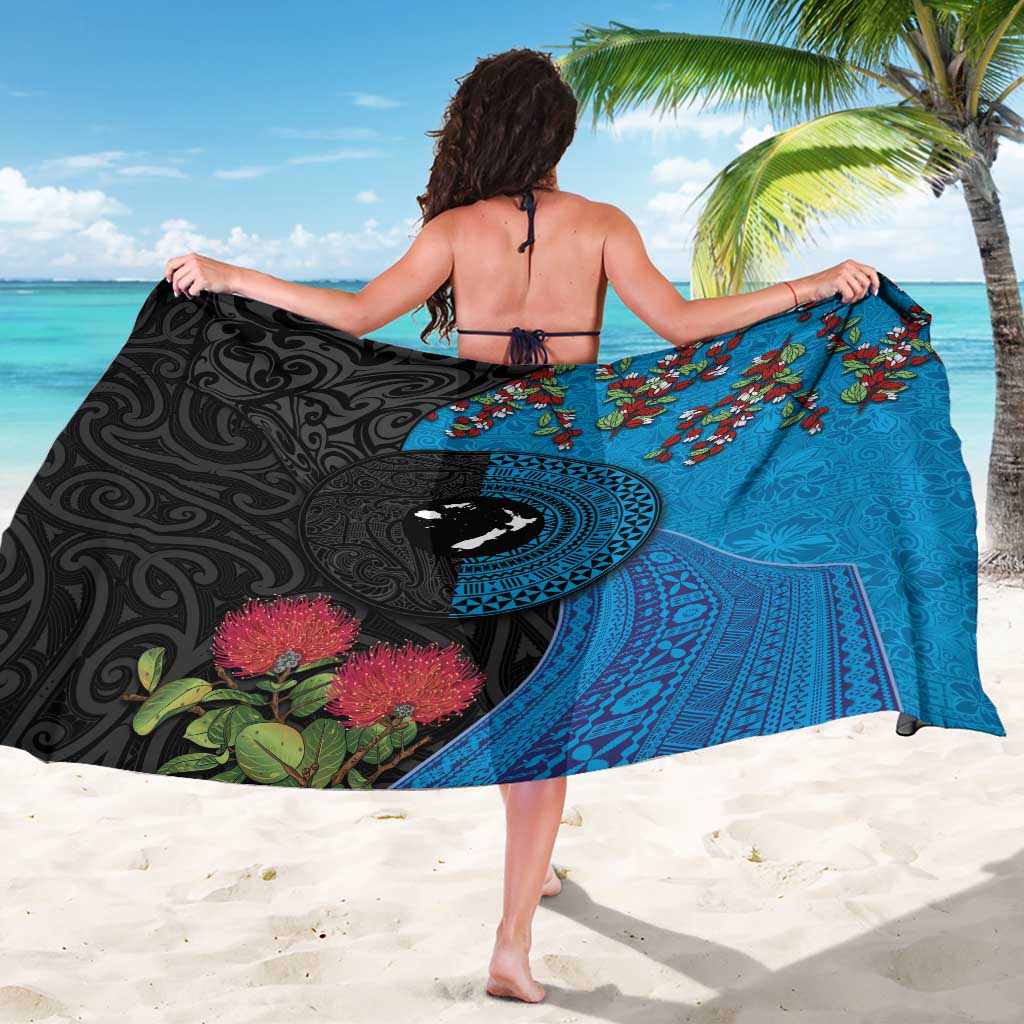 Fiji and New Zealand Together Sarong Tapa Maori Tattoo mix Tagimoucia and Pohutukawa LT03 - Polynesian Pride