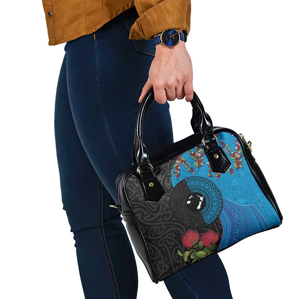 Fiji and New Zealand Together Shoulder Handbag Tapa Maori Tattoo mix Tagimoucia and Pohutukawa LT03 - Polynesian Pride
