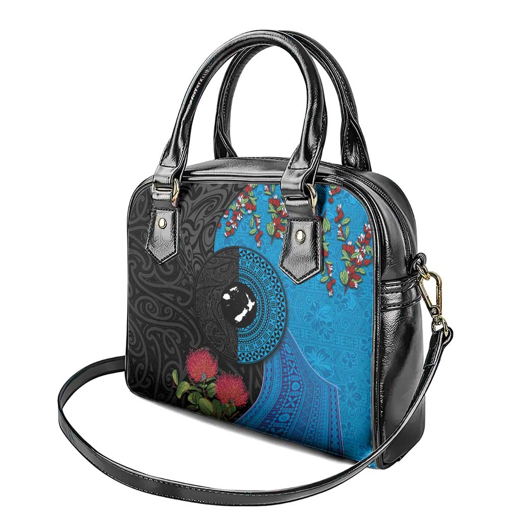 Fiji and New Zealand Together Shoulder Handbag Tapa Maori Tattoo mix Tagimoucia and Pohutukawa LT03 - Polynesian Pride