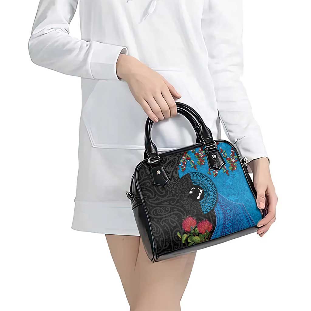 Fiji and New Zealand Together Shoulder Handbag Tapa Maori Tattoo mix Tagimoucia and Pohutukawa LT03 - Polynesian Pride