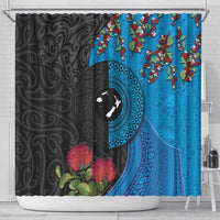 Fiji and New Zealand Together Shower Curtain Tapa Maori Tattoo mix Tagimoucia and Pohutukawa LT03 - Polynesian Pride