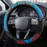 Fiji and New Zealand Together Steering Wheel Cover Tapa Maori Tattoo mix Tagimoucia and Pohutukawa LT03 - Polynesian Pride