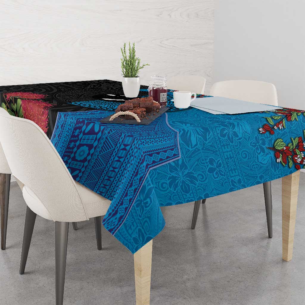 Fiji and New Zealand Together Tablecloth Tapa Maori Tattoo mix Tagimoucia and Pohutukawa LT03 - Polynesian Pride