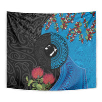 Fiji and New Zealand Together Tapestry Tapa Maori Tattoo mix Tagimoucia and Pohutukawa LT03 - Polynesian Pride