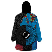Fiji and New Zealand Together Wearable Blanket Hoodie Tapa Maori Tattoo mix Tagimoucia and Pohutukawa LT03 - Polynesian Pride