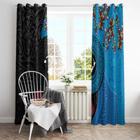Fiji and New Zealand Together Window Curtain Tapa Maori Tattoo mix Tagimoucia and Pohutukawa LT03 - Polynesian Pride