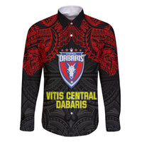 Custom Vitis Central Dabaris Rugby Family Matching Short Sleeve Bodycon Dress and Hawaiian Shirt Papua New Guinea Polynesian Tattoo LT03 Dad's Shirt - Long Sleeve Red - Polynesian Pride