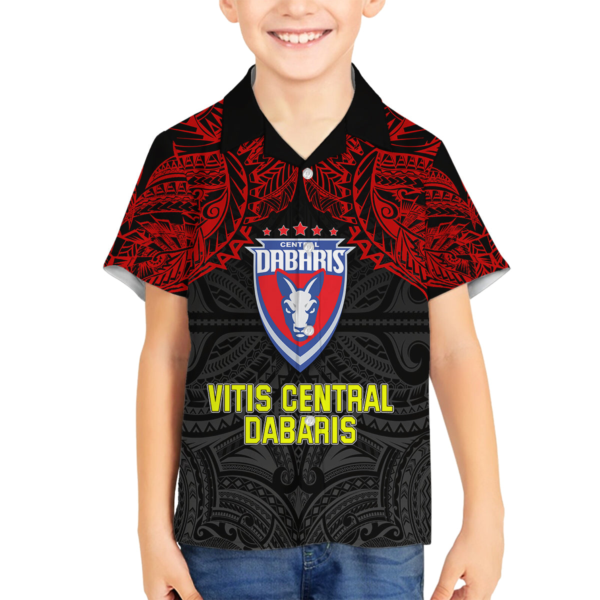 Custom Vitis Central Dabaris Rugby Kid Hawaiian Shirt Papua New Guinea Polynesian Tattoo LT03 - Polynesian Pride