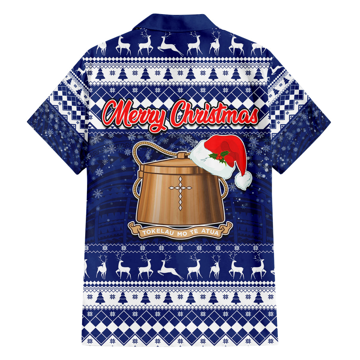 Tokelau Christmas Family Matching Summer Maxi Dress and Hawaiian Shirt Santa Claus Tokelau Flag and Coat of Arms with Polynesian Pattern LT03 - Polynesian Pride